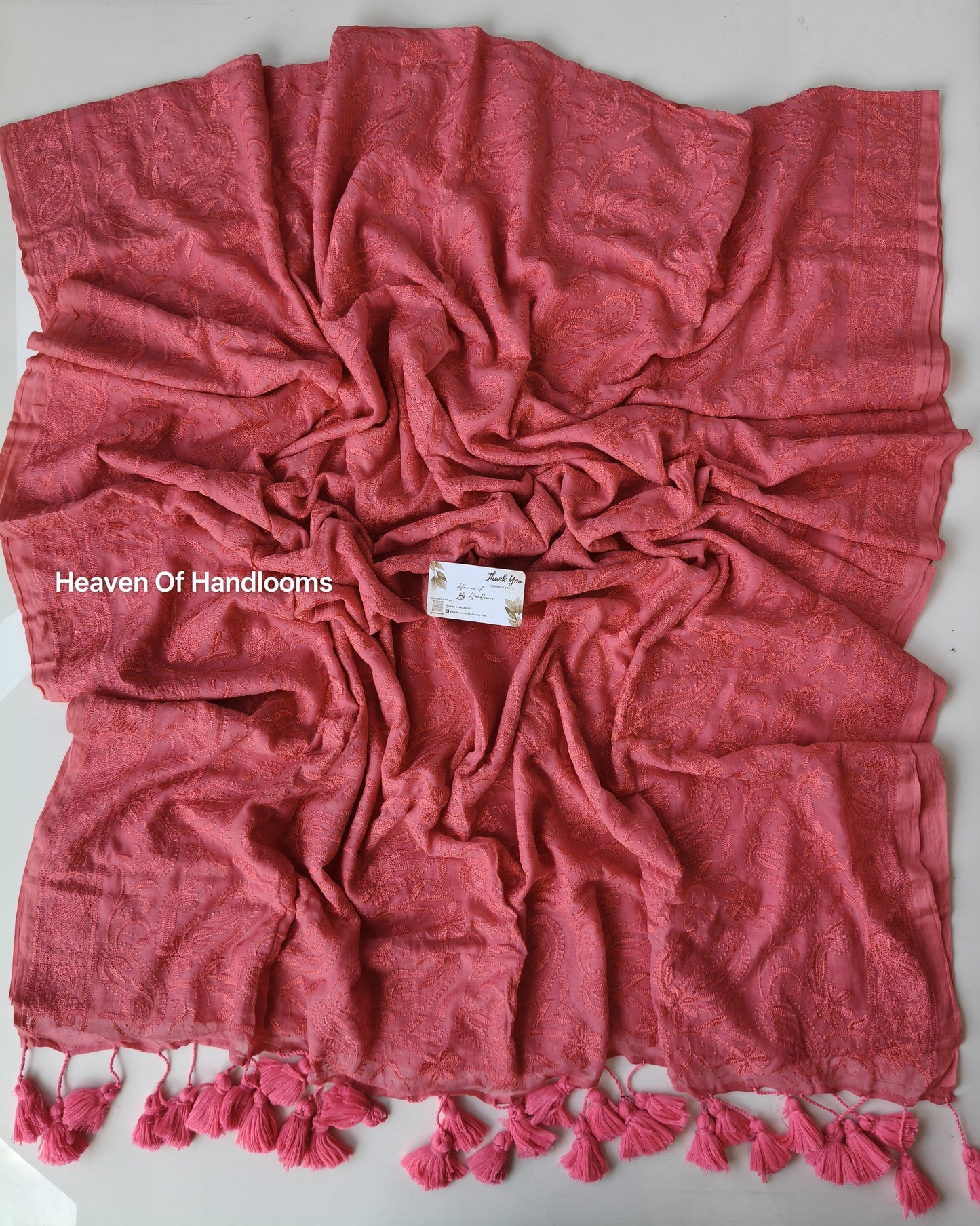 Festive Saree - Pink Chikankari