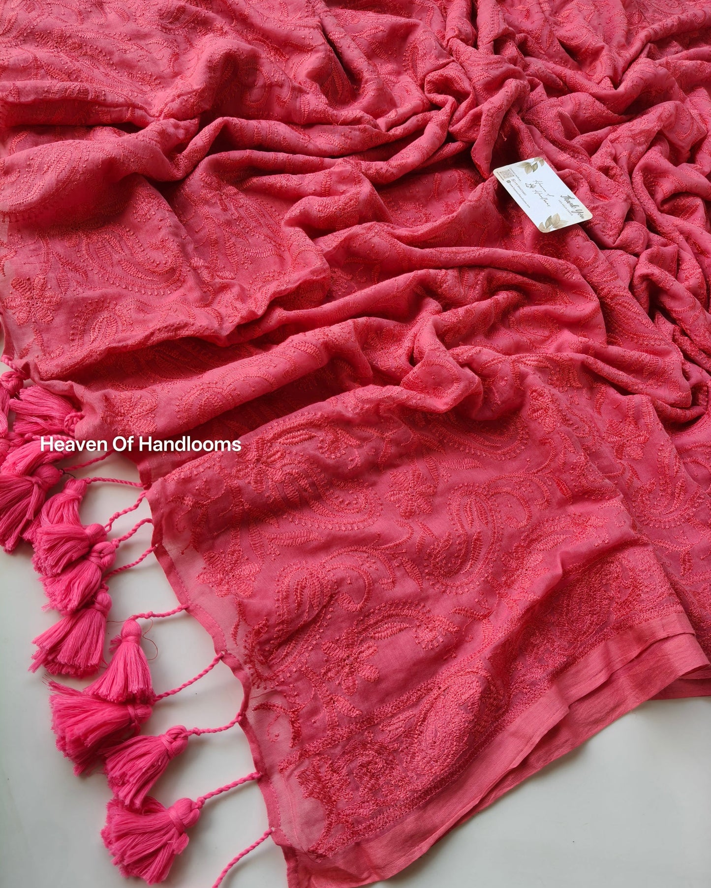 Festive Saree - Pink Chikankari