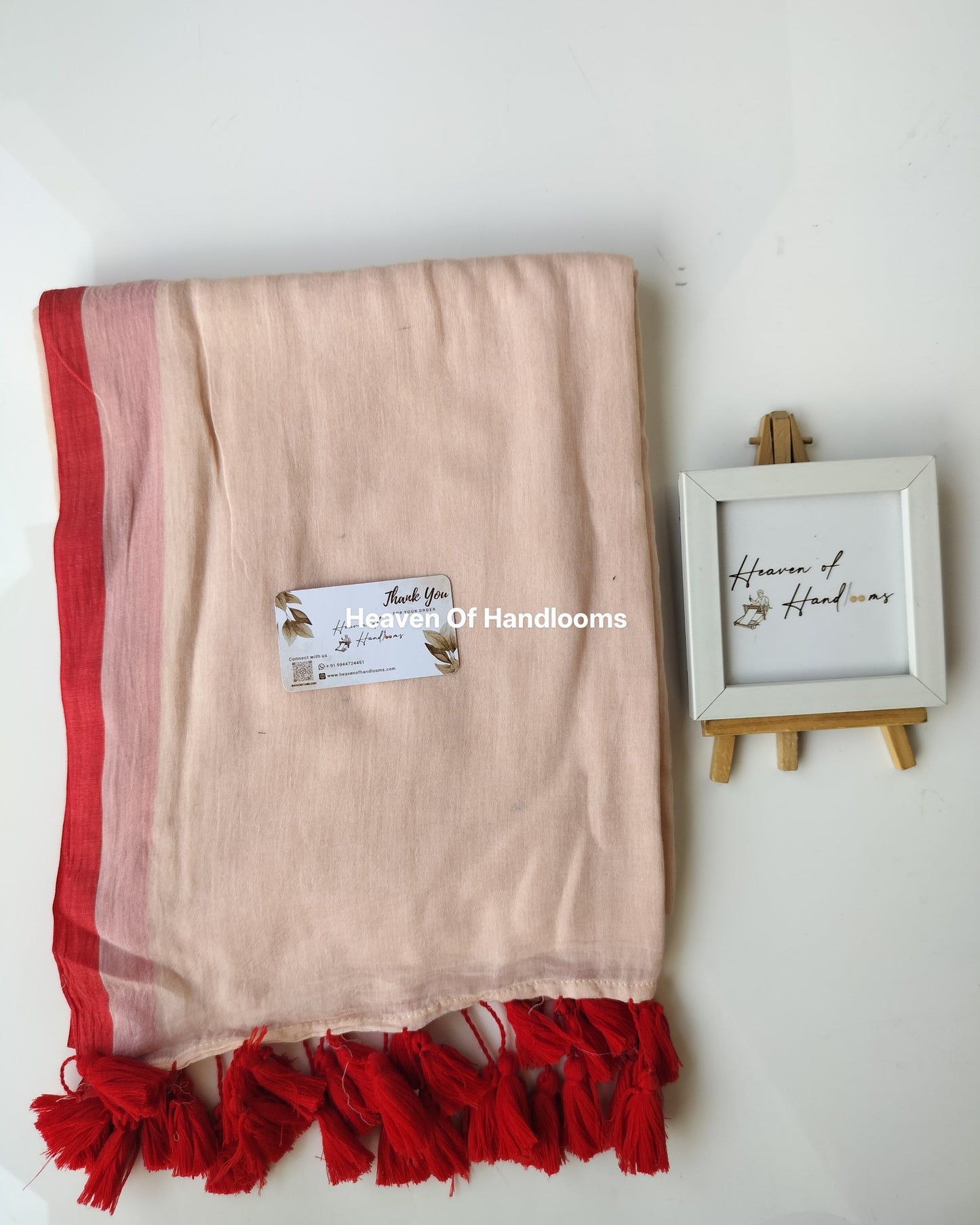 Plain Mul Saree - Muted Peach