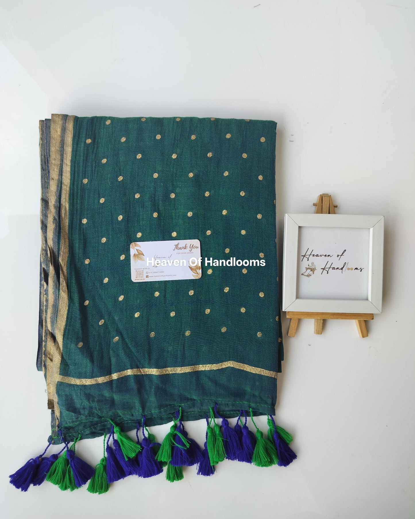 Printed Saree - Peacock Polka