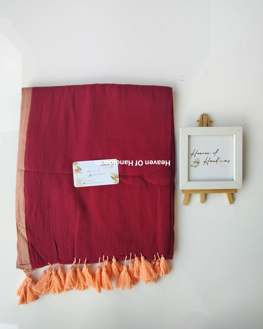 Plain Mul Saree - Carnberry