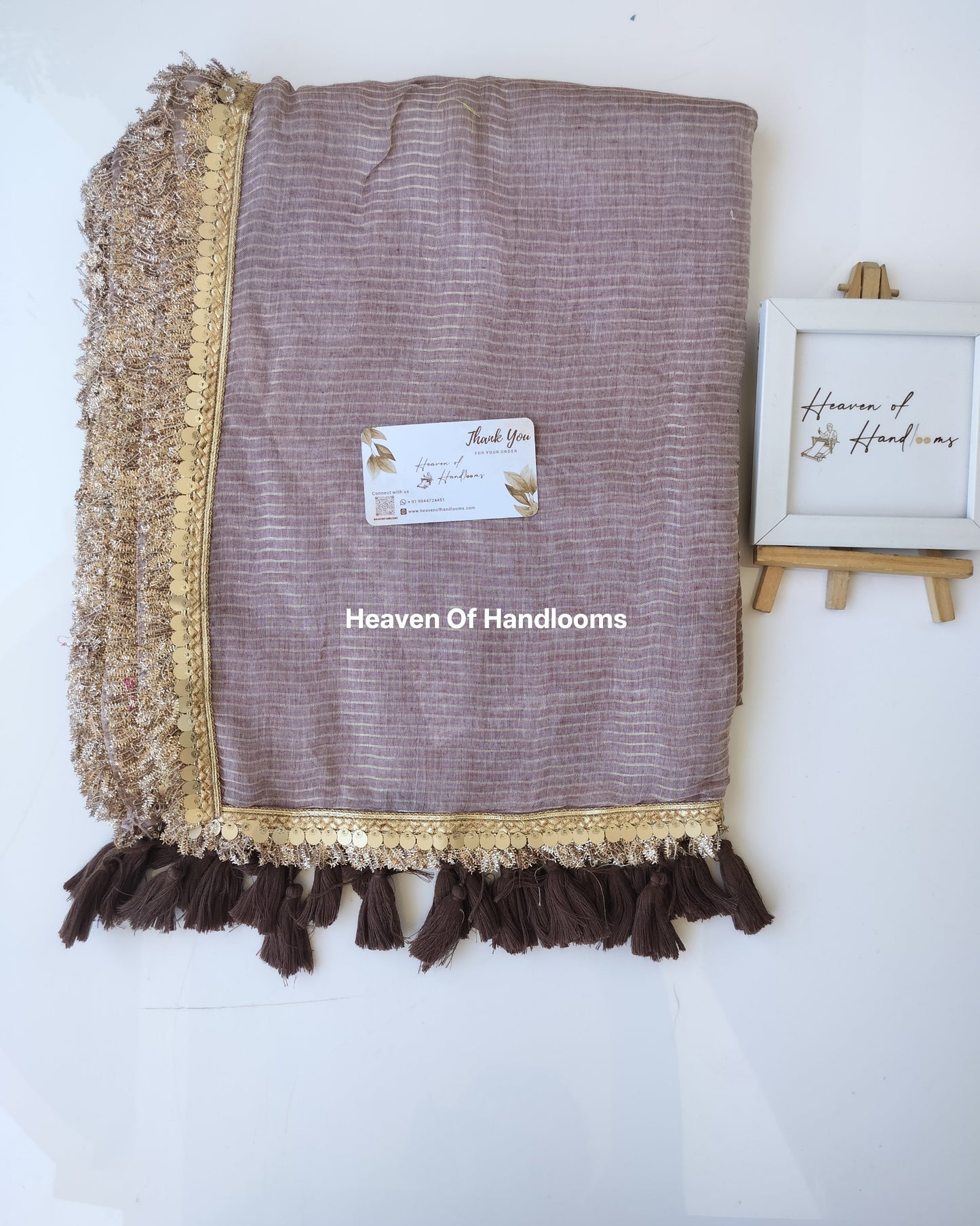 Festive Saree - Choco Golden Lace