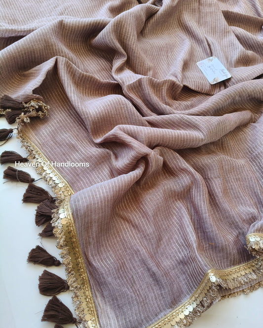 Festive Saree - Choco Golden Lace