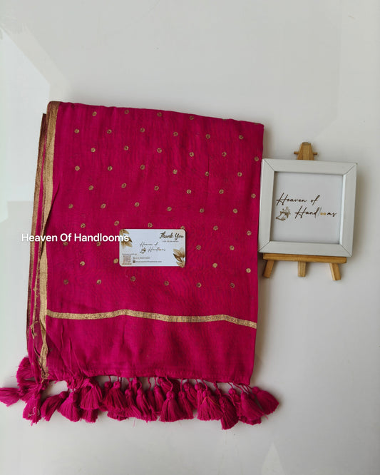 Printed Saree - Rose Golden Polka Dot