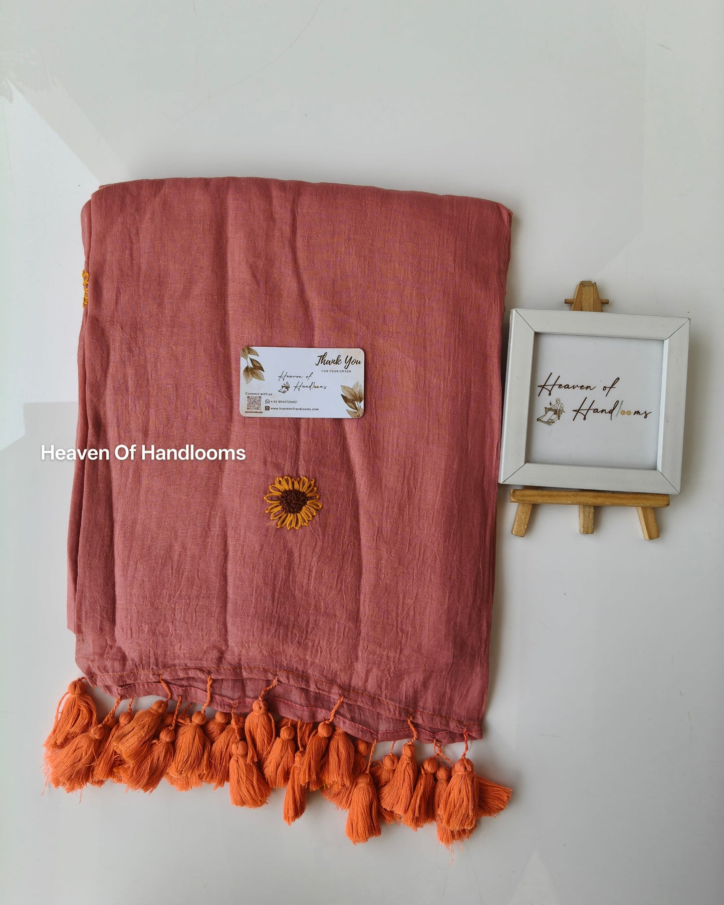 Premium Hand Stitch - Peach Kantha Sunflower