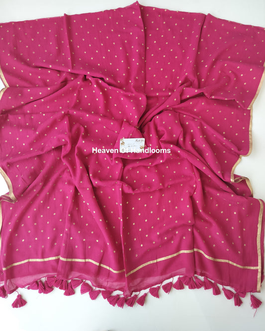 Printed Saree - Rose Golden Polka Dot