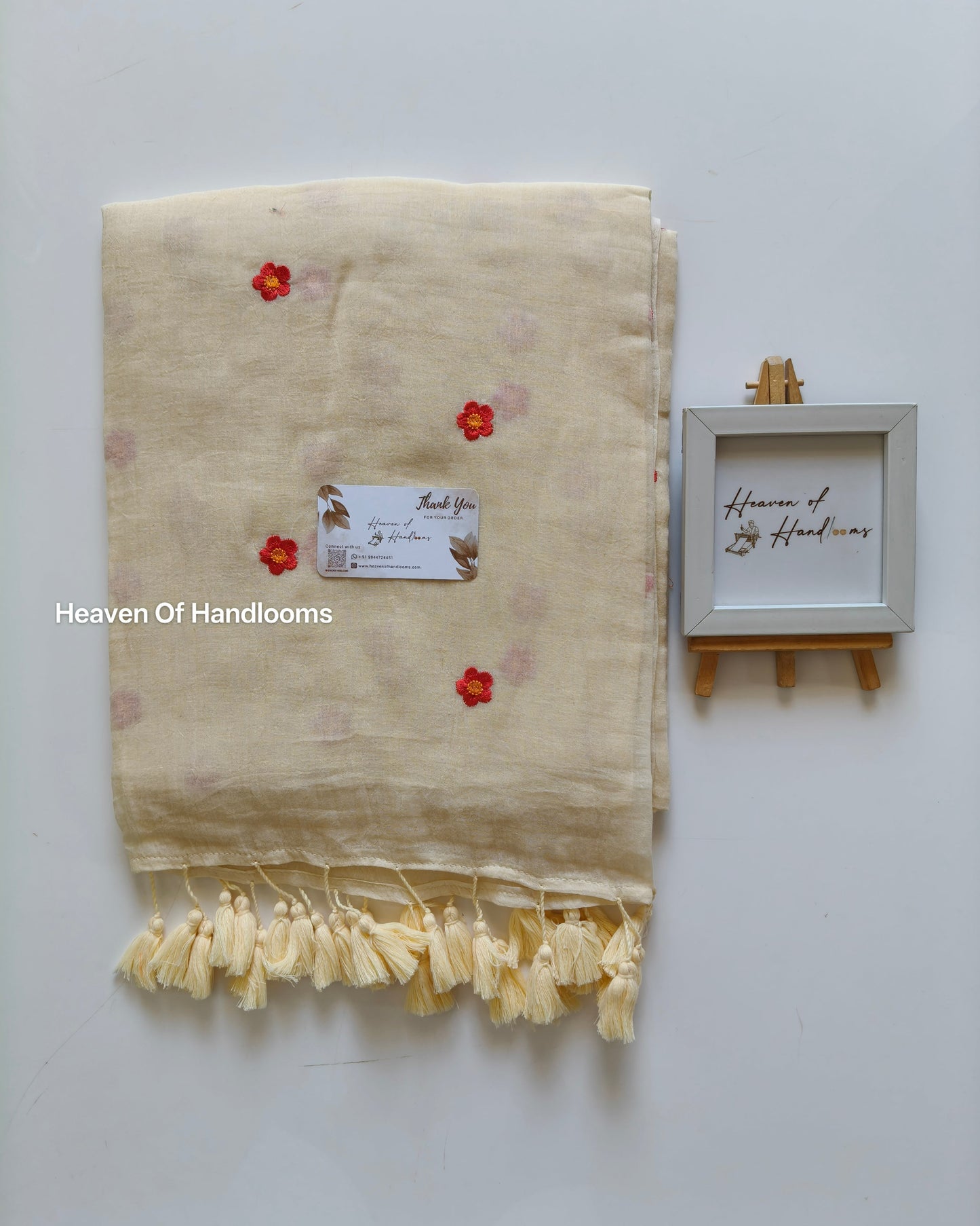 Embroidery Saree - Cream Blossom