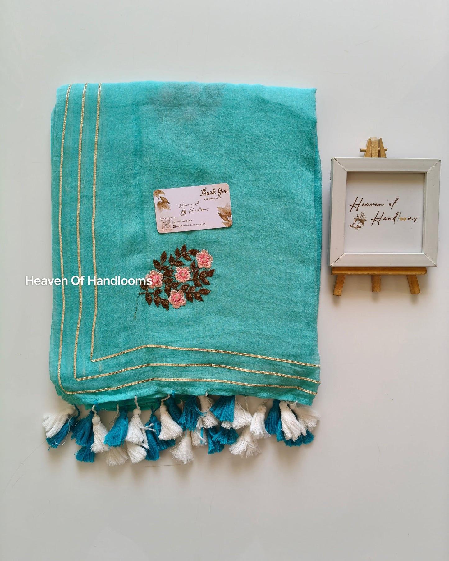Festive Saree - Sky Floral