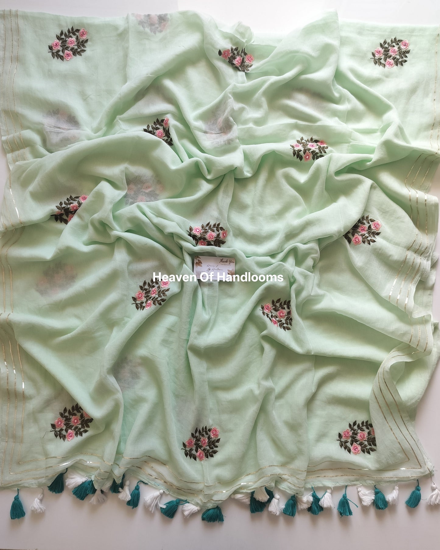 Festive Saree - Mint Foral