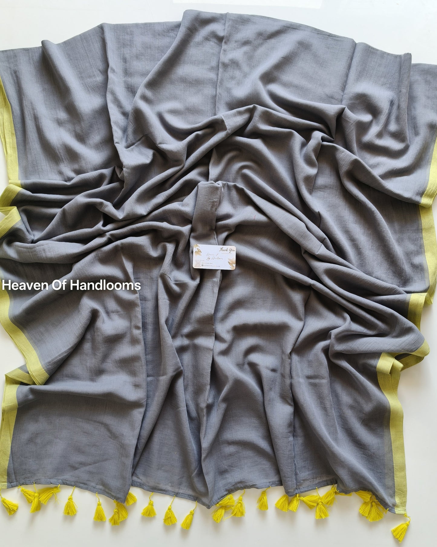 Plain Mul Saree - Gray