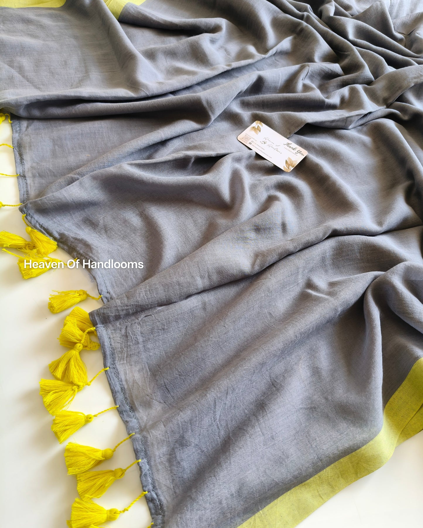 Plain Mul Saree - Gray