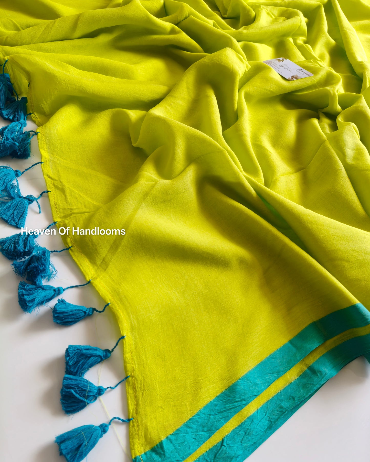 Plain Mul Saree - Parrot Green