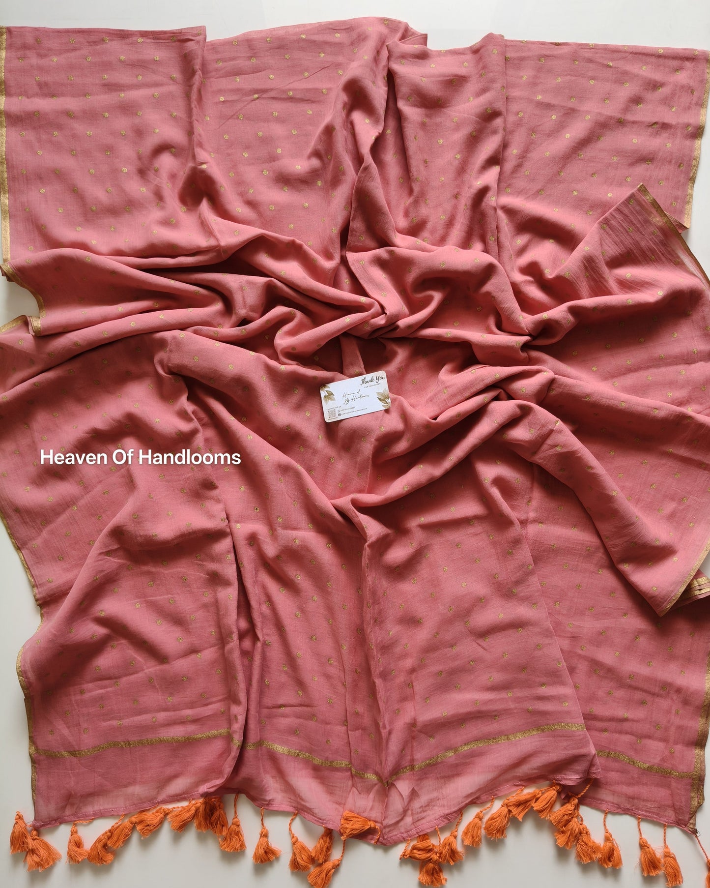 Printed Saree - Peachy  Polka