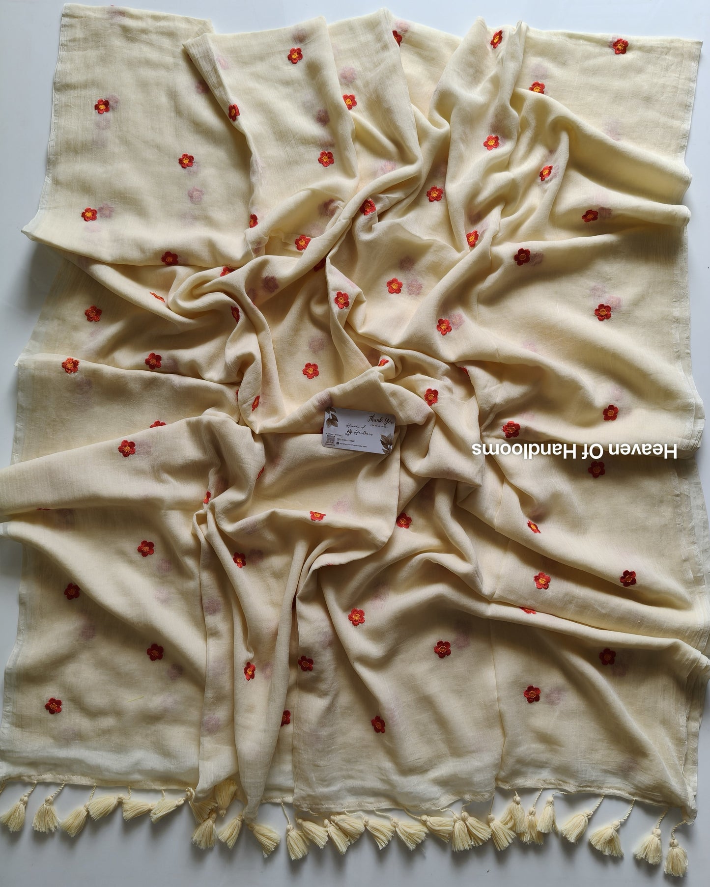 Embroidery Saree - Cream Blossom