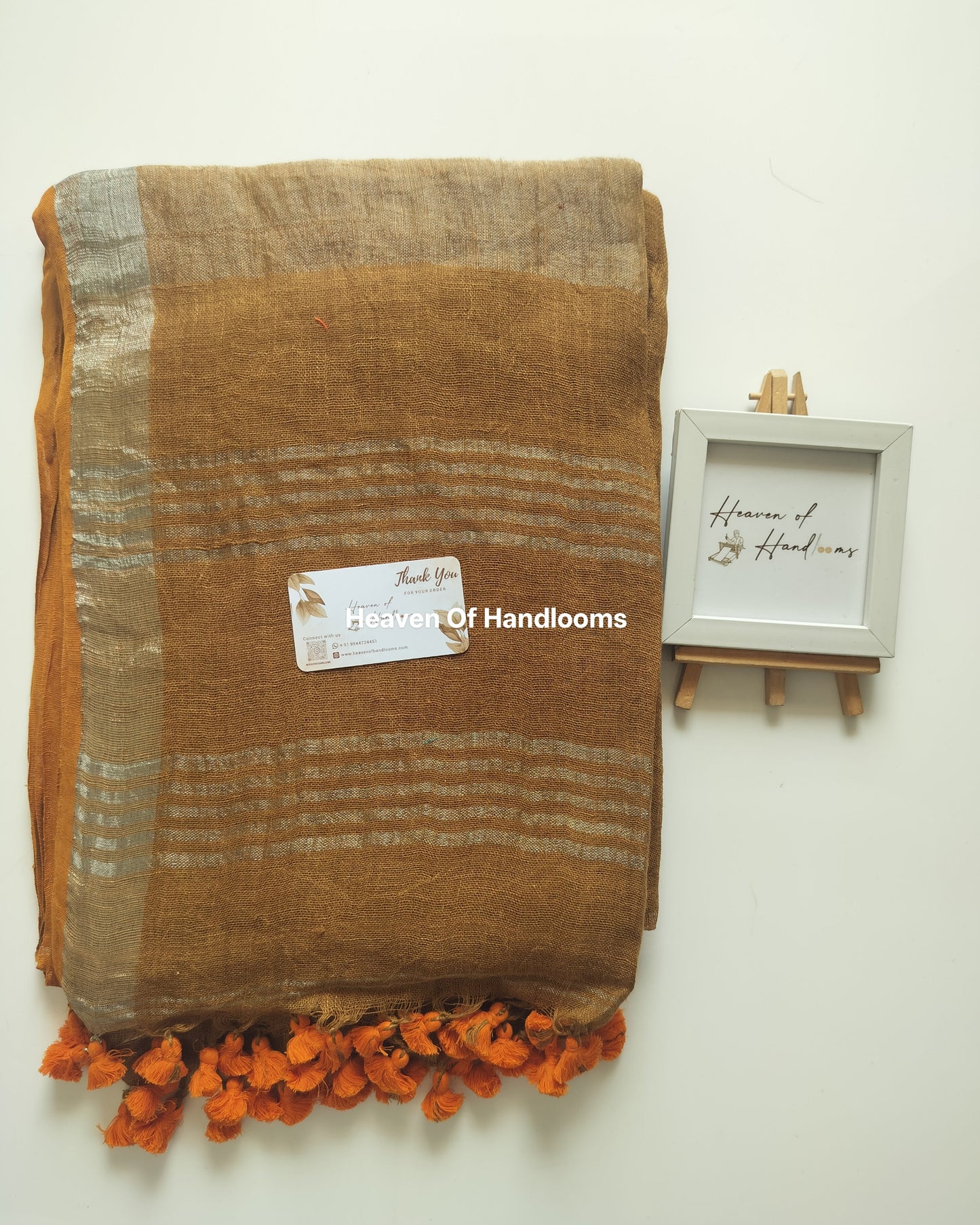 Linen by Linen - Fenugreek  with Sliver Zari