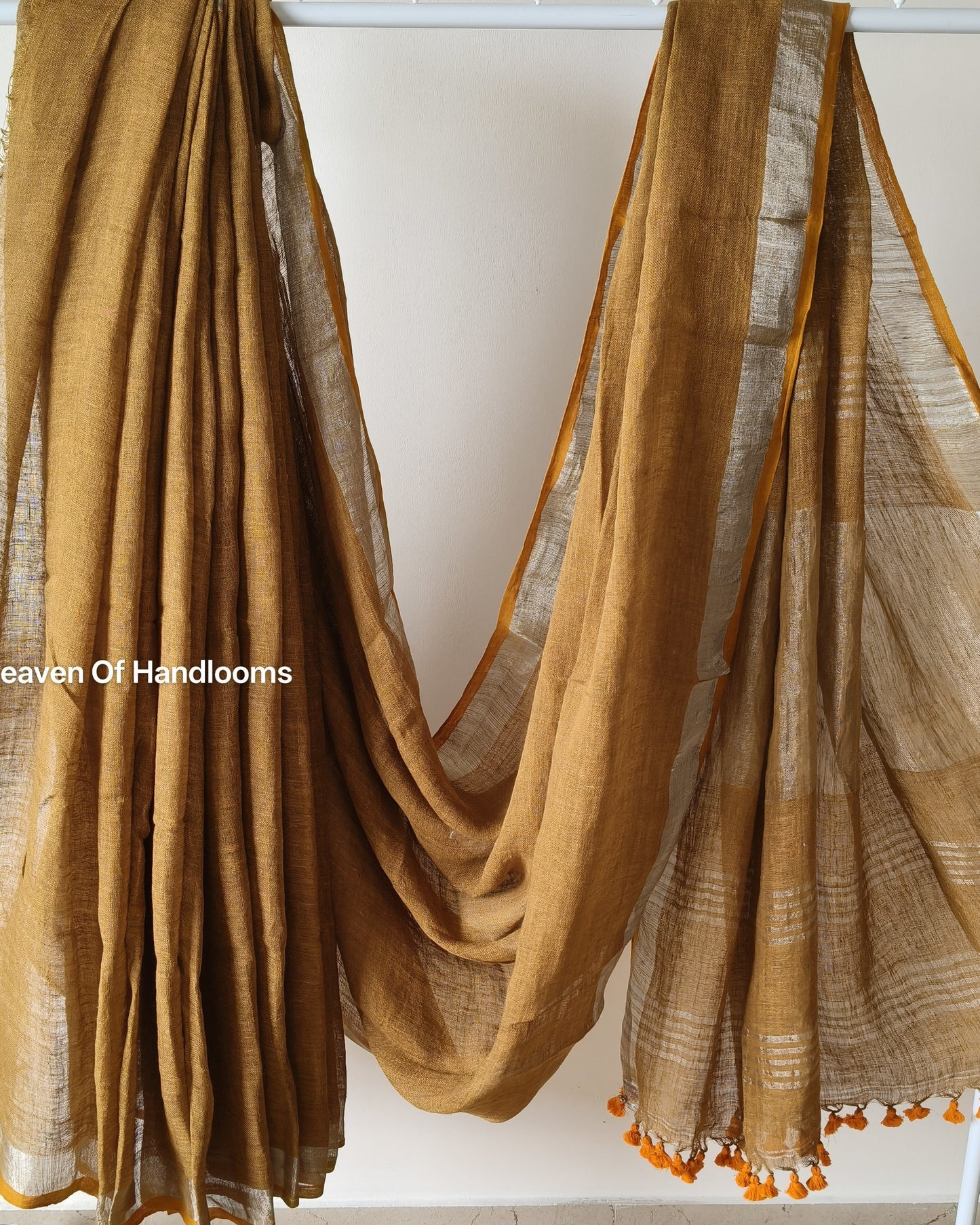 Linen by Linen - Fenugreek  with Sliver Zari