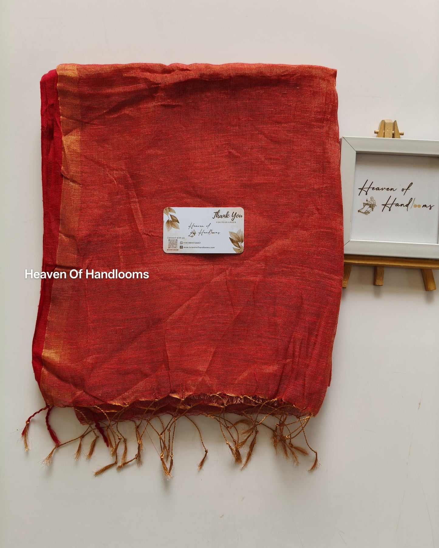 Linen by Linen - Premium Red zari