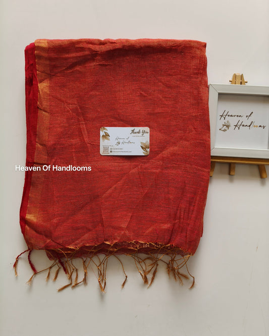 Linen by Linen - Premium Red zari