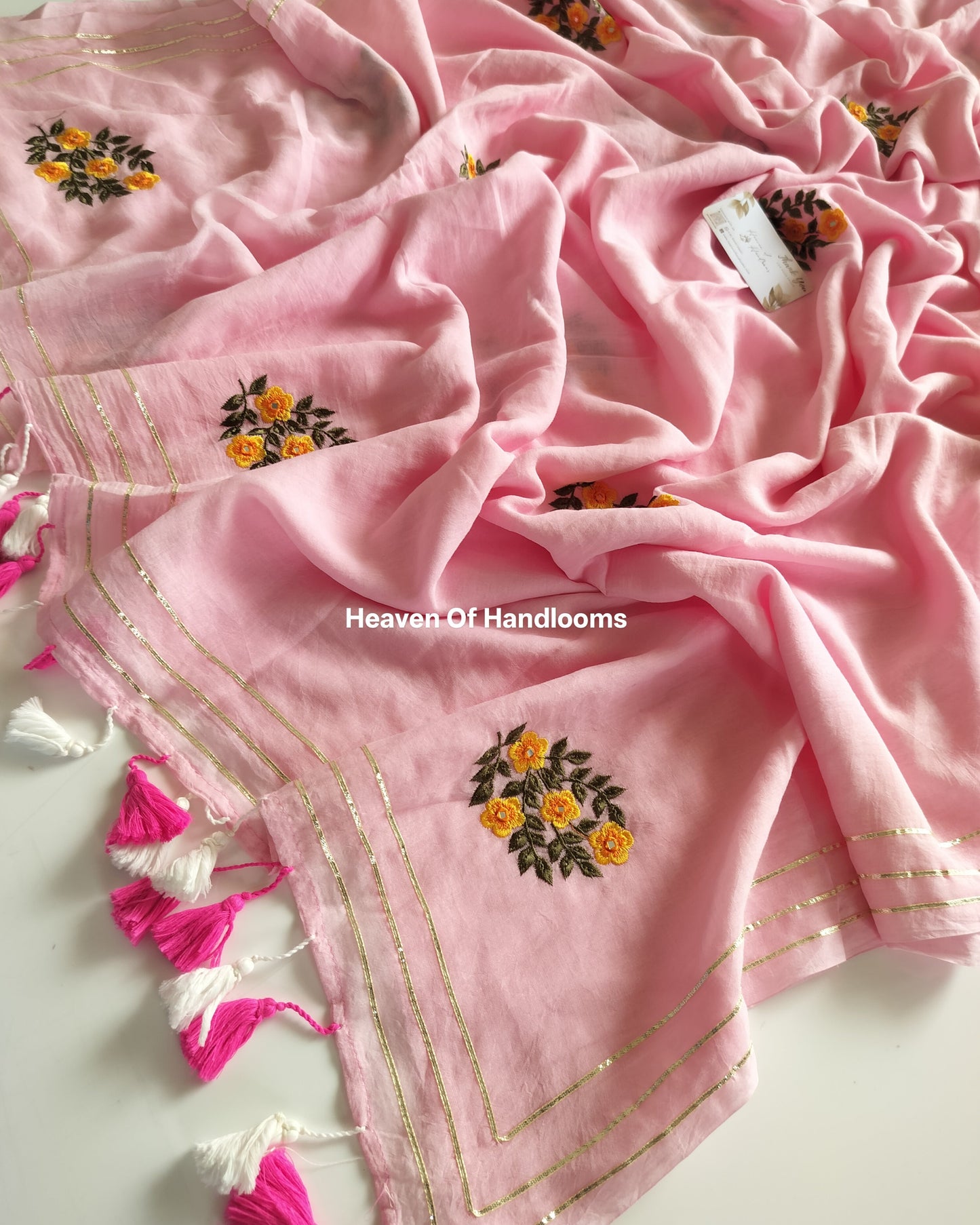 Festive Saree - Baby Pink Foral