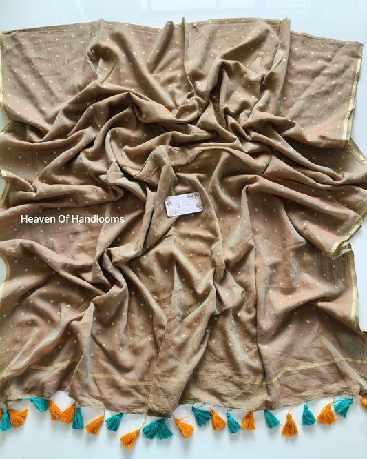 Printed Saree - Dual with Golden Polka Dot