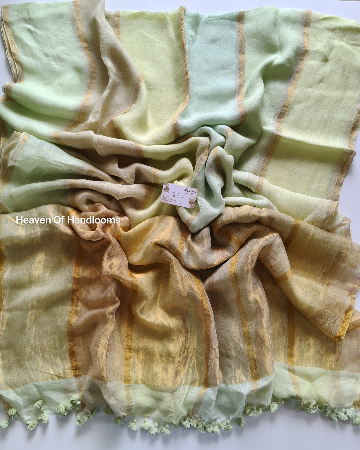 Linen by Linen - Pista  Green Tassels