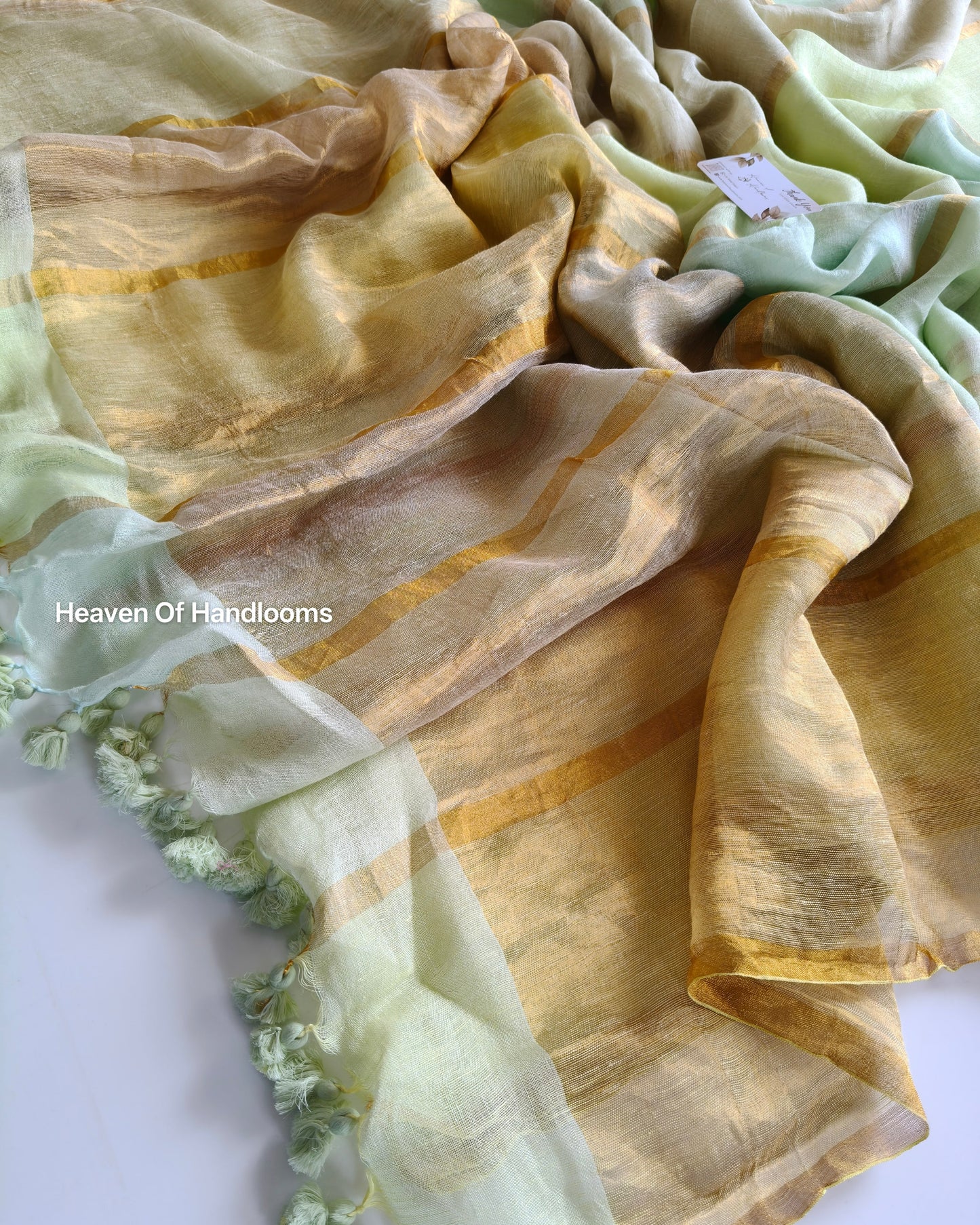 Linen by Linen - Pista  Green Tassels