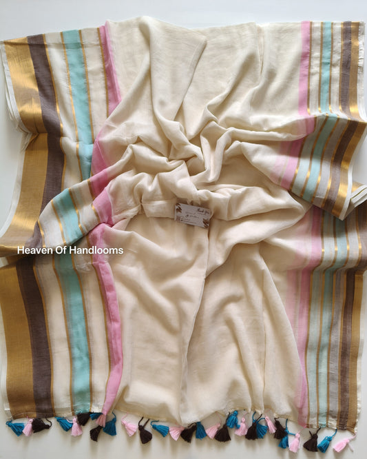 Onam-Vishu Saree -Tri Pastel Border