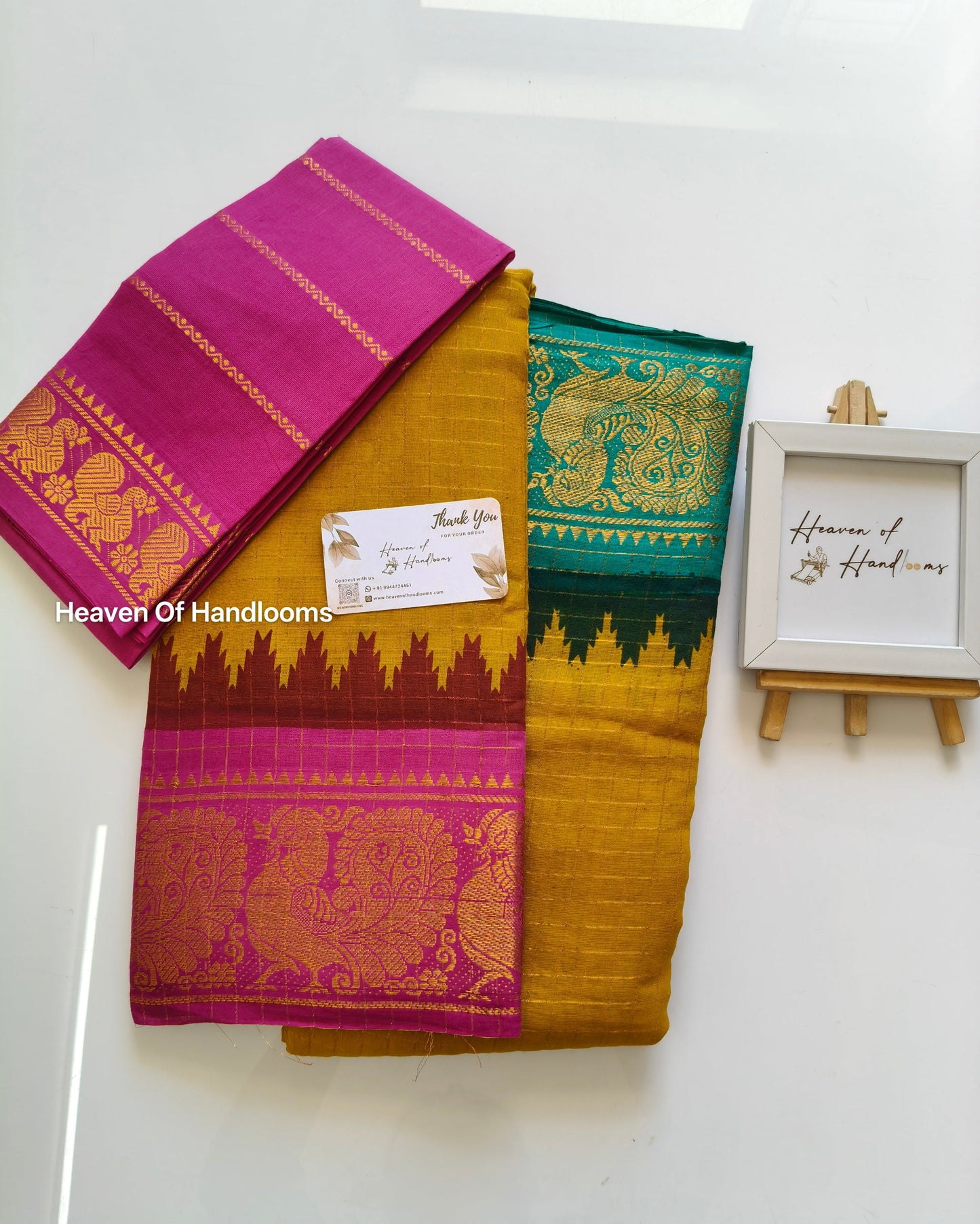 GANGA JAMUNA Mustard Yellow with Rama Green