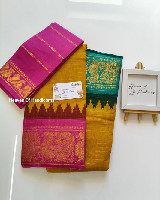 GANGA JAMUNA Mustard Yellow with Rama Green