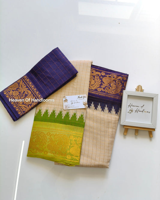 GANGA JAMUNA Violet With Parrot Green