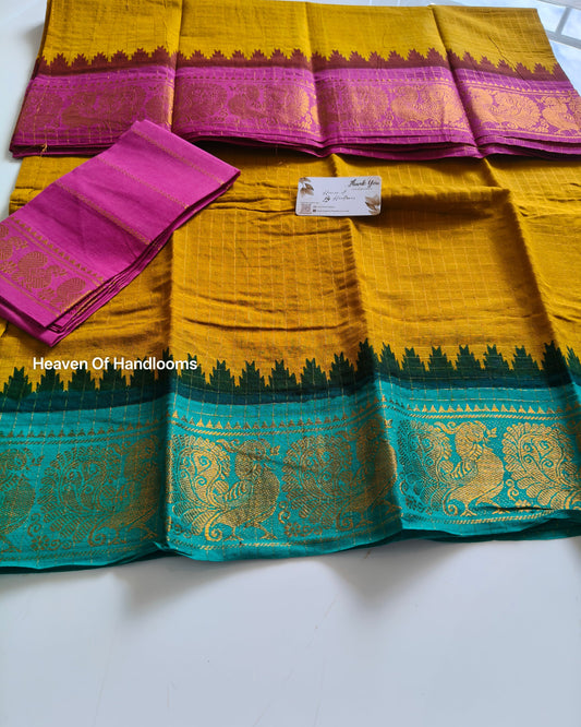 GANGA JAMUNA Mustard Yellow with Rama Green