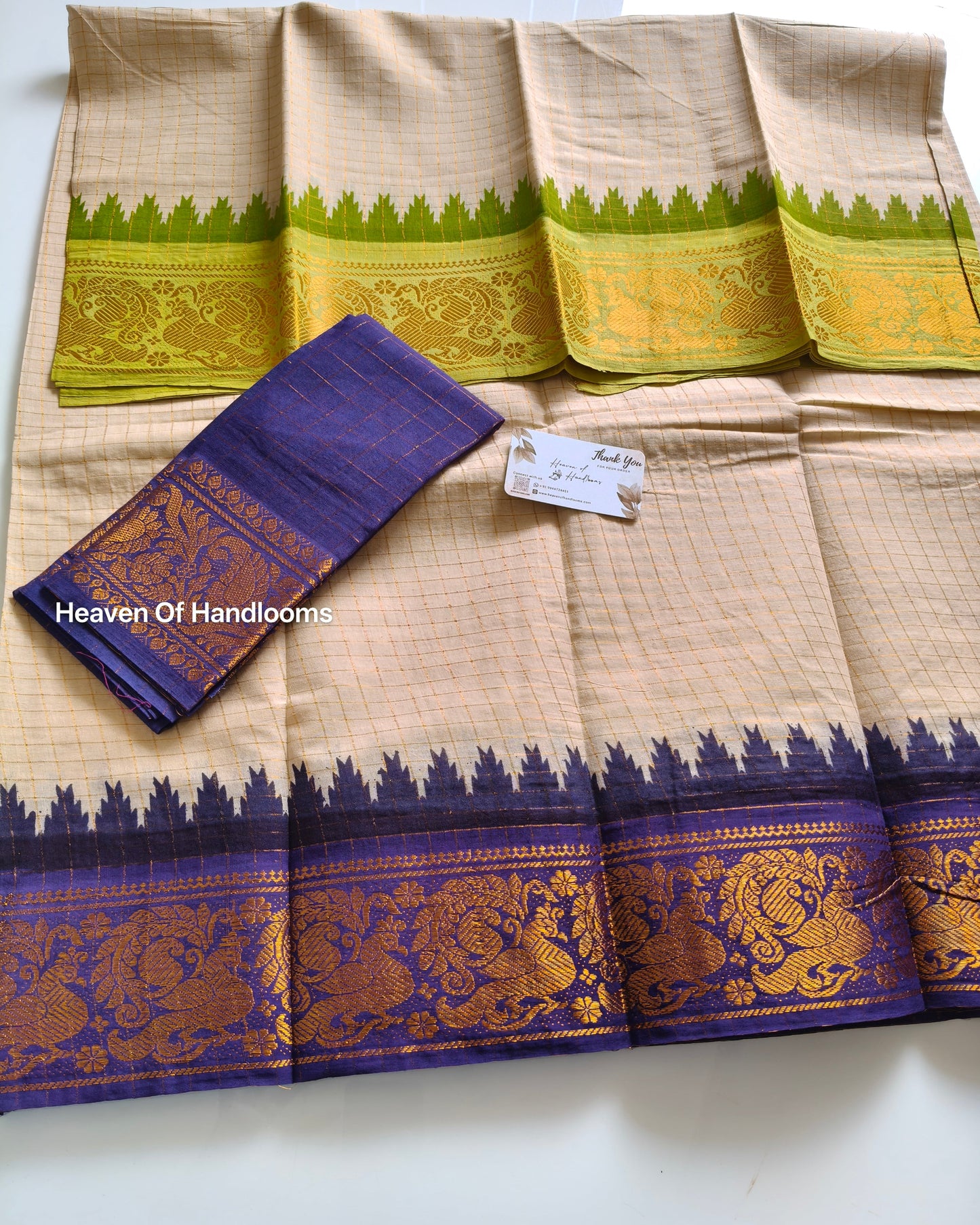 GANGA JAMUNA Violet With Parrot Green