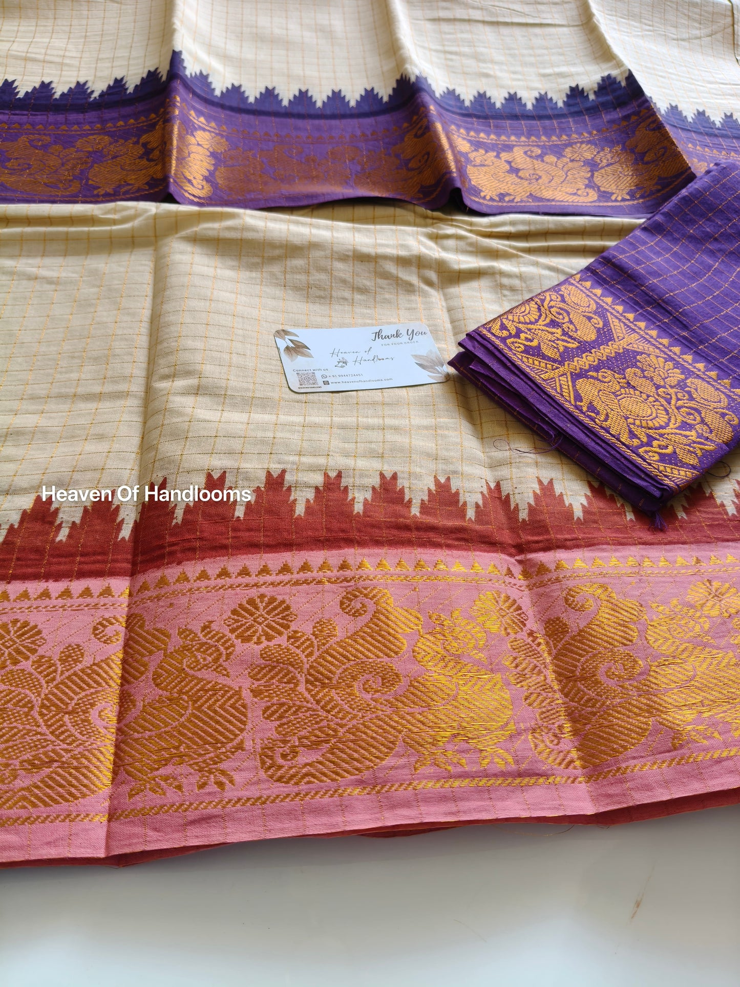GANGA JAMUNA purple with Pastel pink