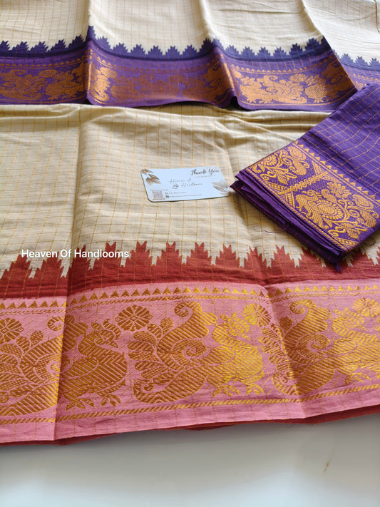 GANGA JAMUNA purple with Pastel pink