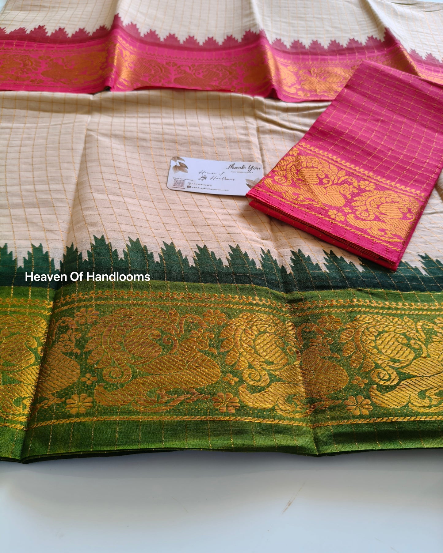 GANGA JAMUNA Pink with Green