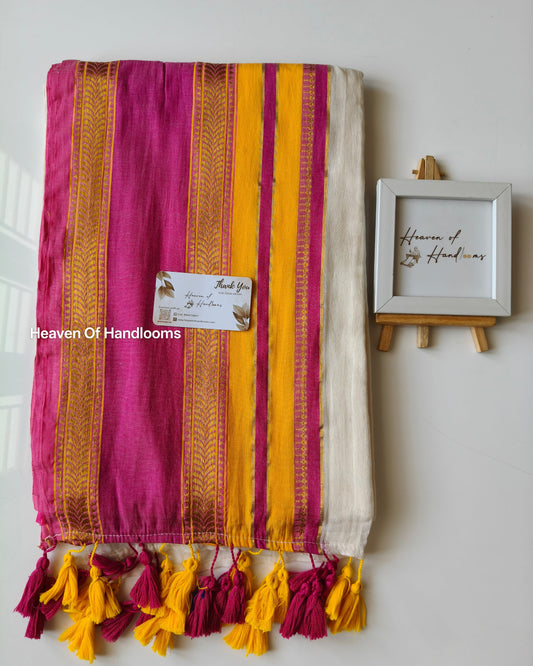 Onam-Vishu Saree -Manjal Pink