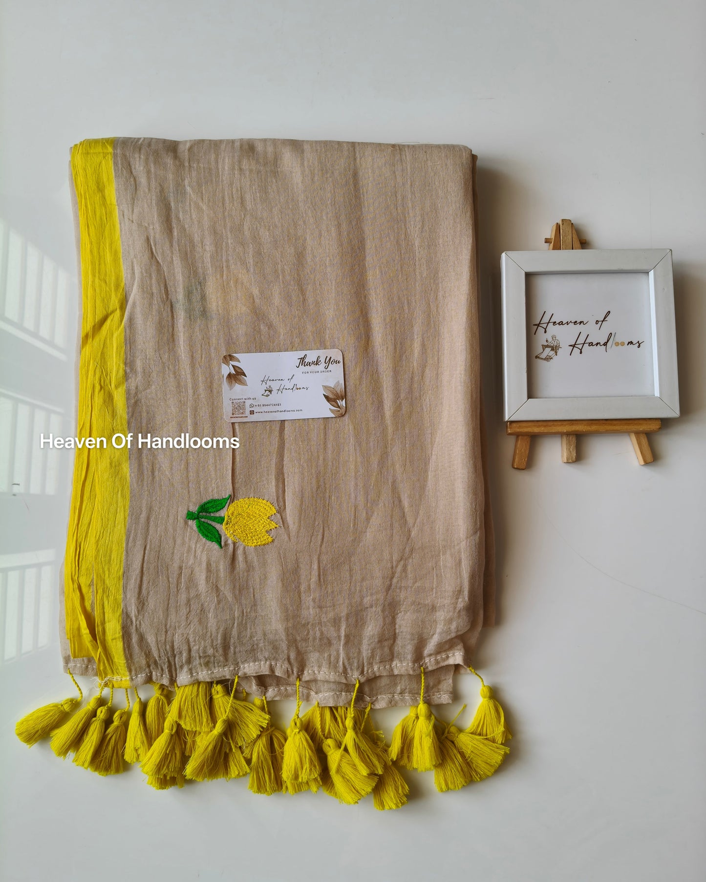 Embroidery Saree - Yellow Tulip