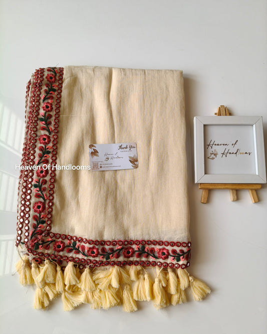 Festive Saree - Cream Lace