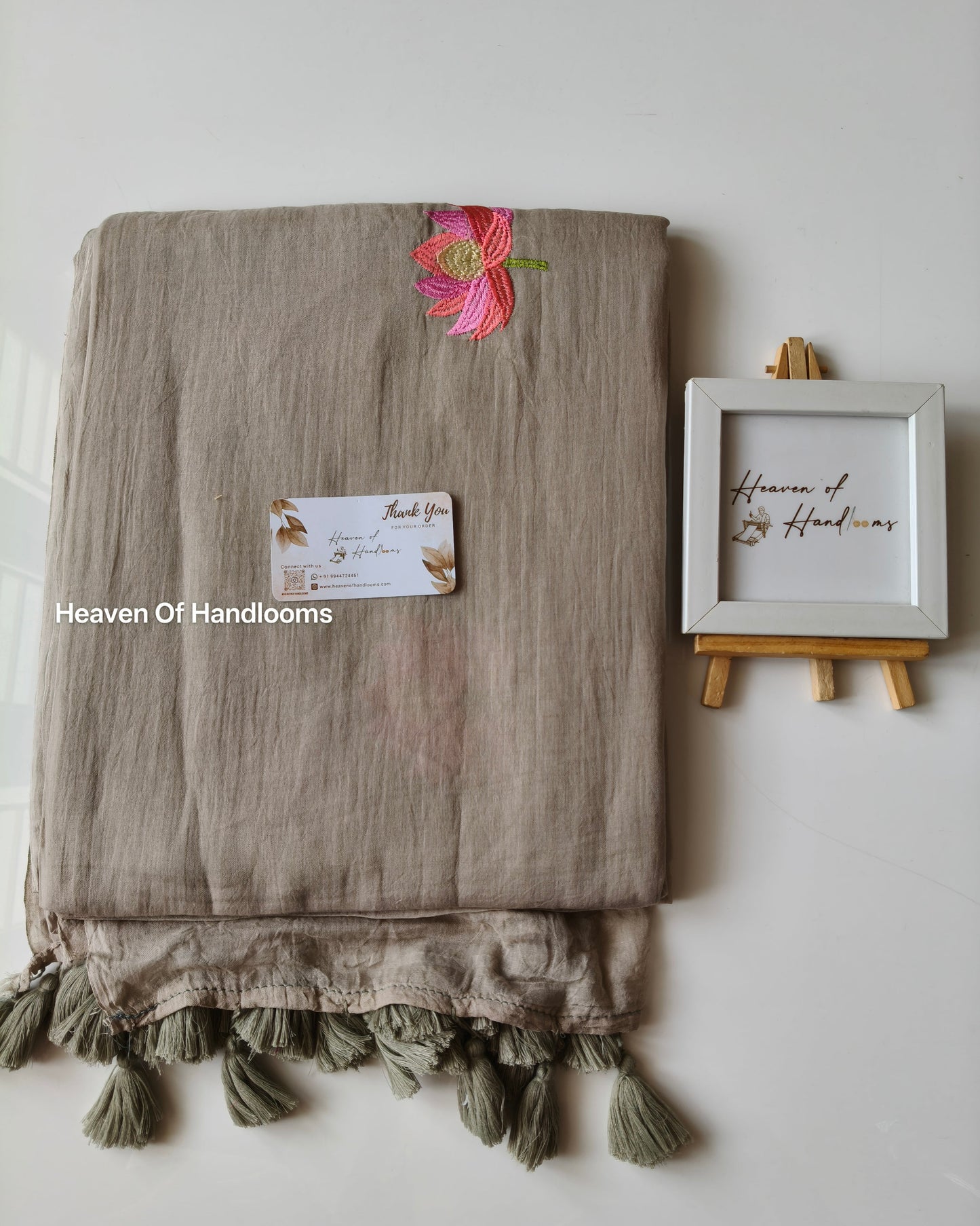Embroidery Saree - Gray Lotus