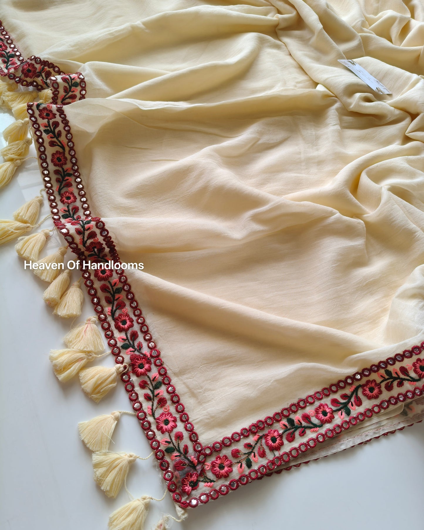 Festive Saree - Cream Lace