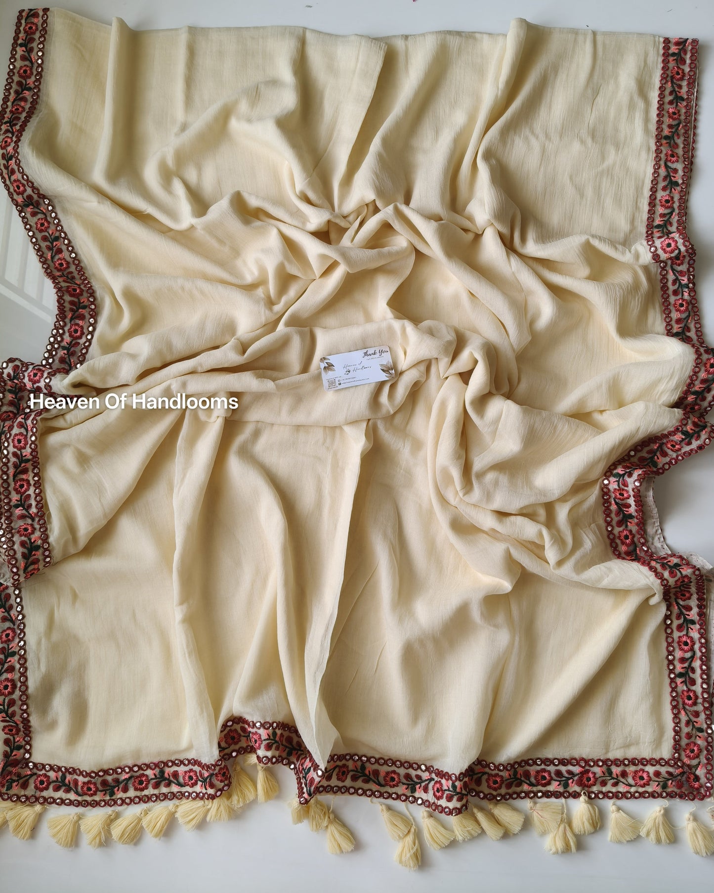Festive Saree - Cream Lace