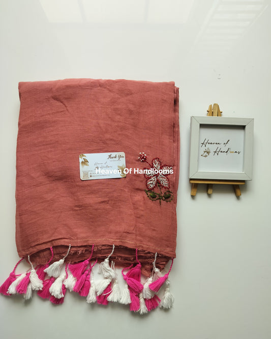 Premium Hand Stitch - Dusky Pink Hibicus