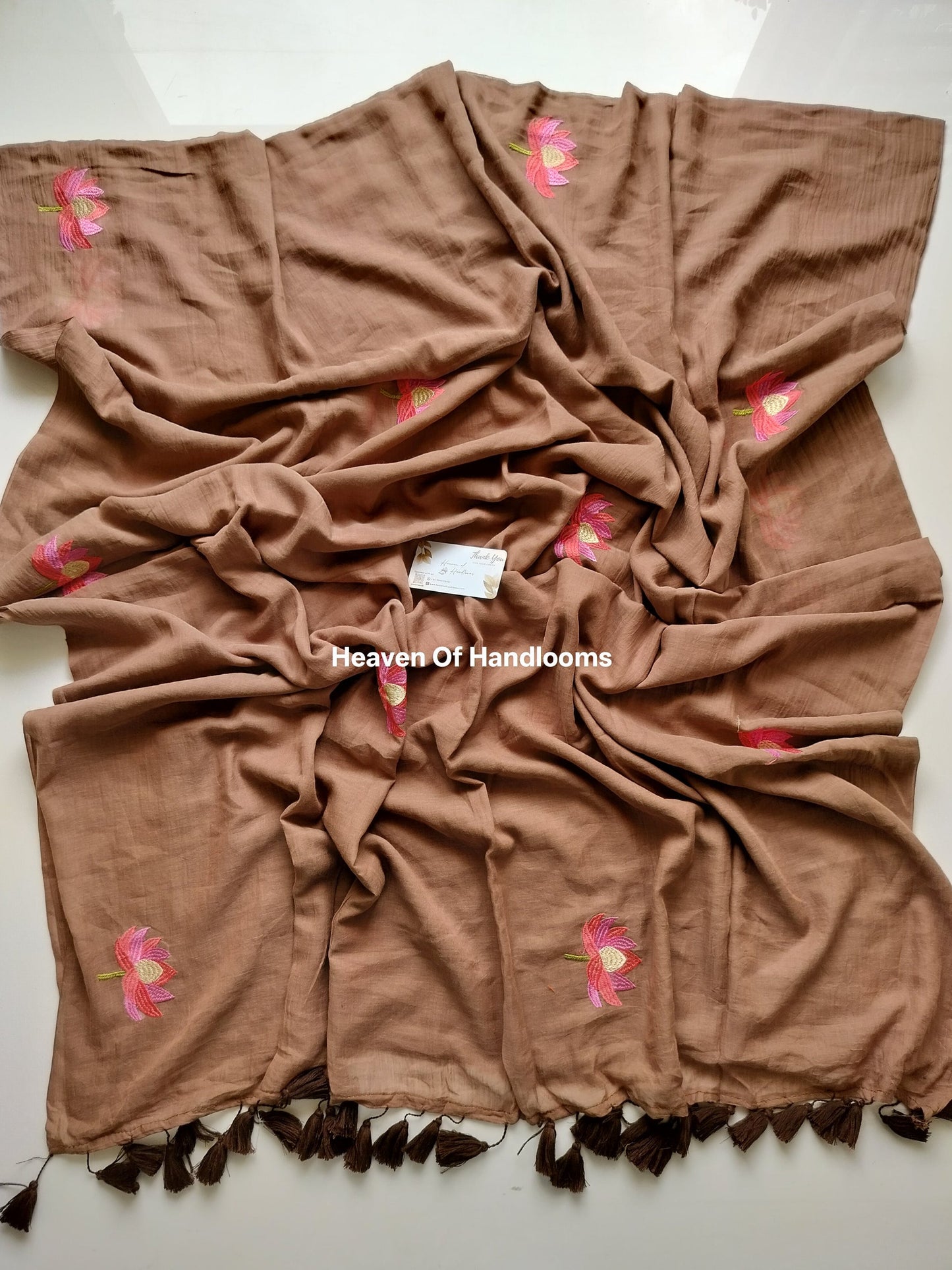 Embroidery Saree - Choco Lotus