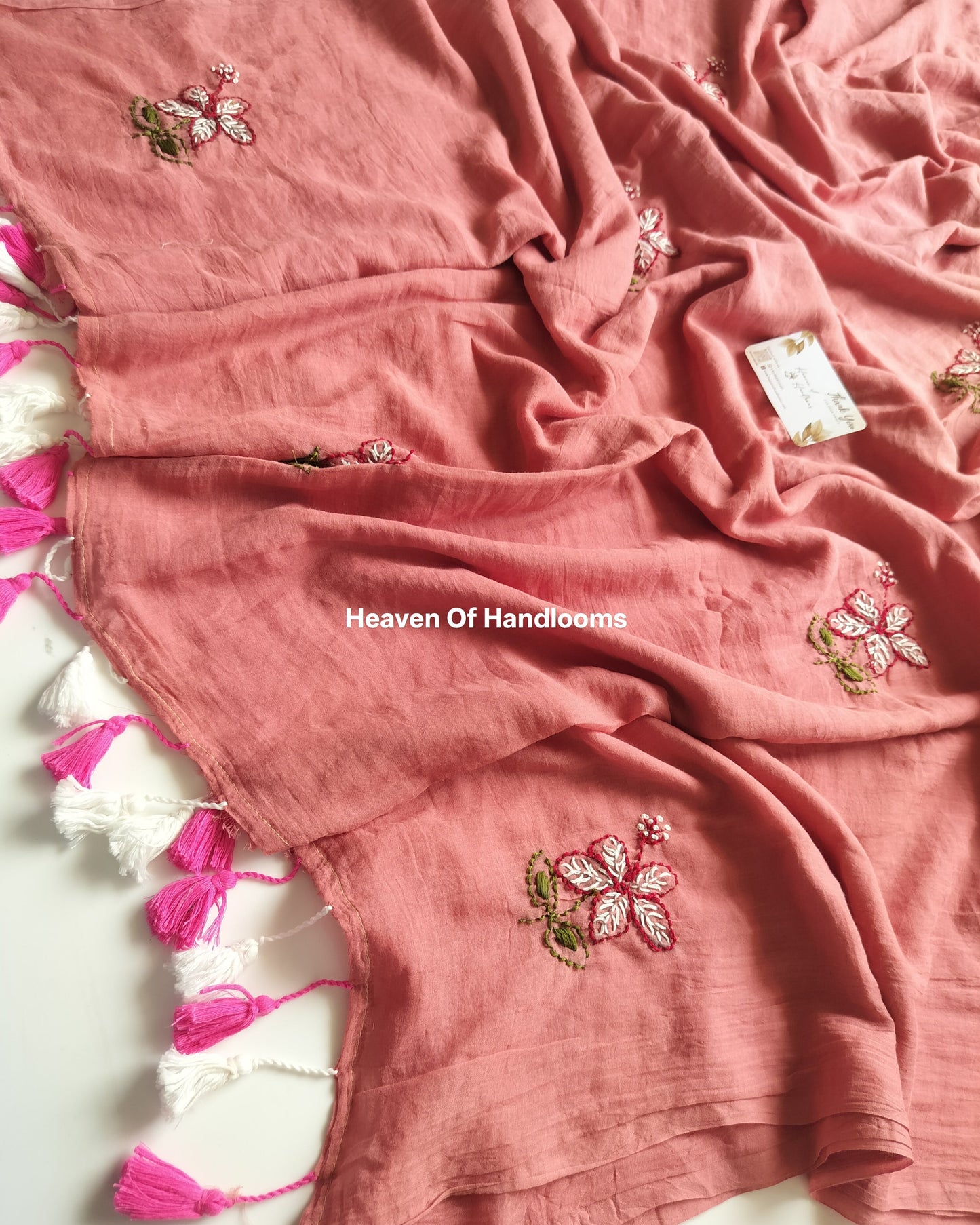 Premium Hand Stitch - Dusky Pink Hibicus