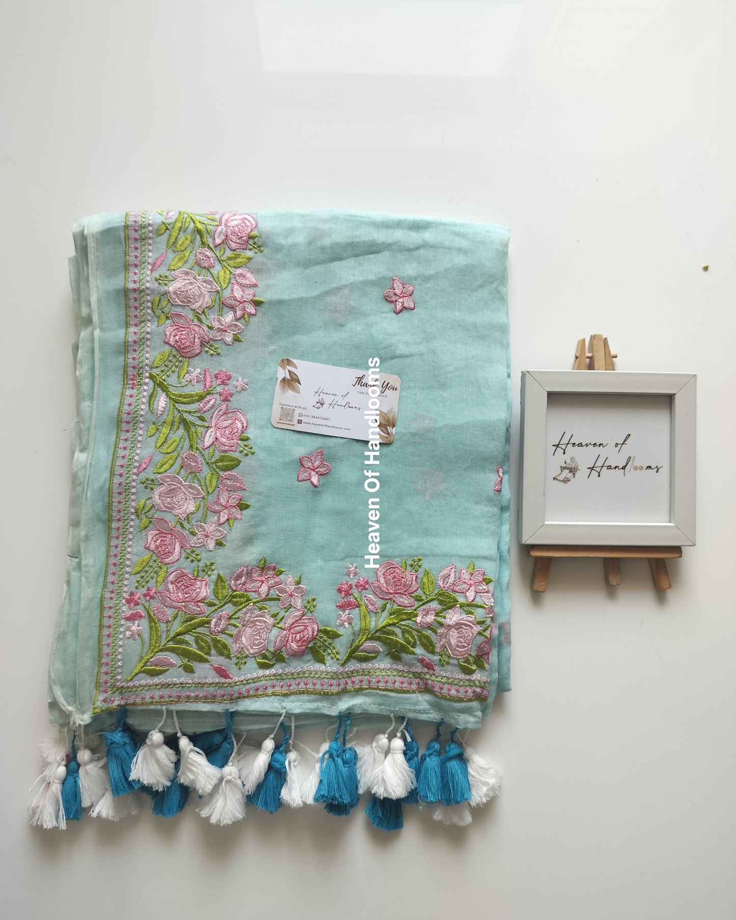 Festive Saree - Sky Gulab