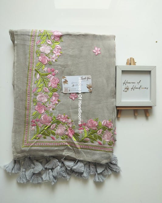 Festive Saree - Gray Gulab