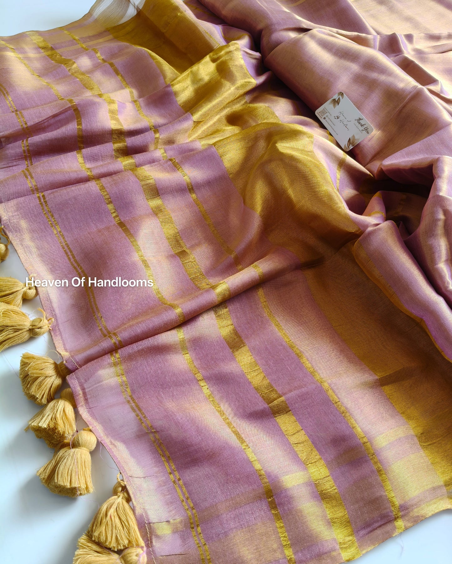 Onam-Vishu Saree - Pastel Pink Tissue Big