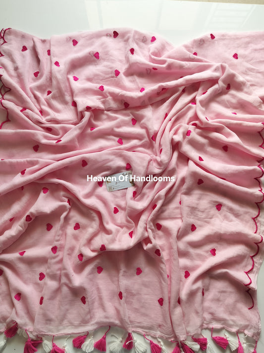 Embroidery Saree - Scallop Heart