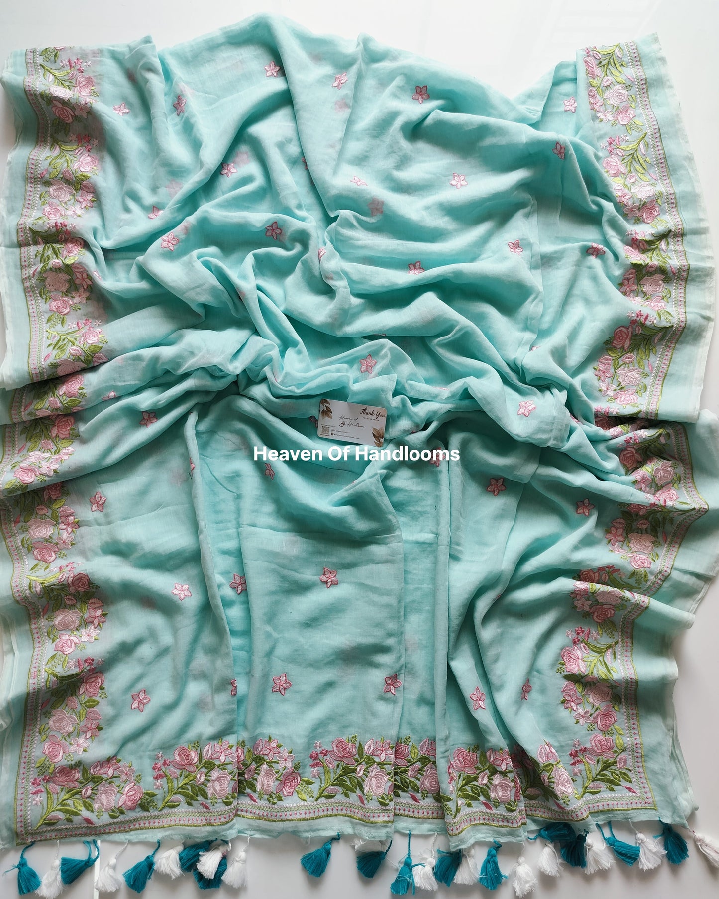 Festive Saree - Sky Gulab