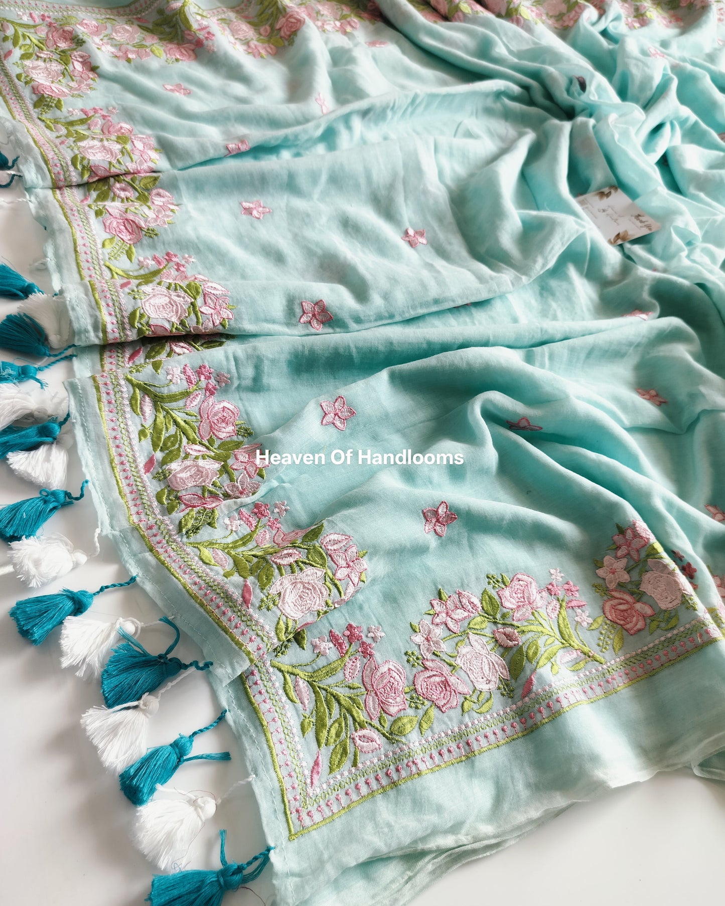 Festive Saree - Sky Gulab